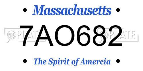 7AO682 Massachusetts License Plate