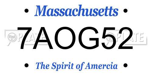 7AOG52 Massachusetts License Plate