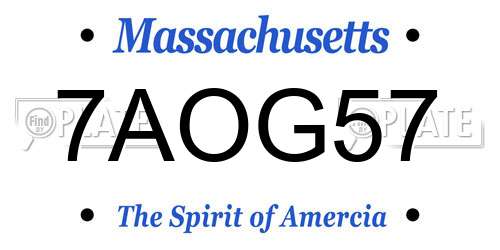 7AOG57 Massachusetts License Plate