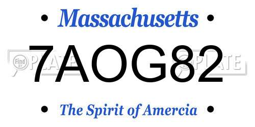 7AOG82 Massachusetts License Plate
