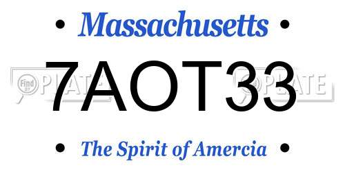 7AOT33 Massachusetts License Plate