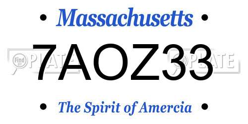 7AOZ33 Massachusetts License Plate
