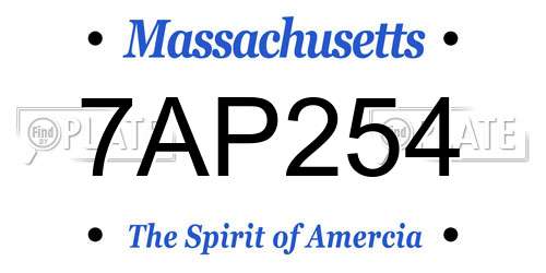 7AP254 Massachusetts License Plate