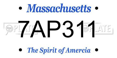7AP311 Massachusetts License Plate
