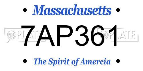 7AP361 Massachusetts License Plate