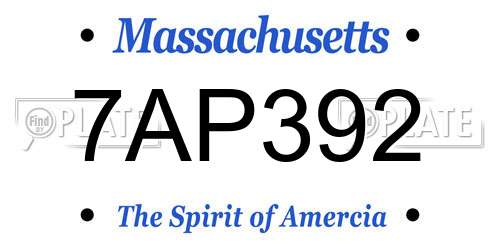 7AP392 Massachusetts License Plate