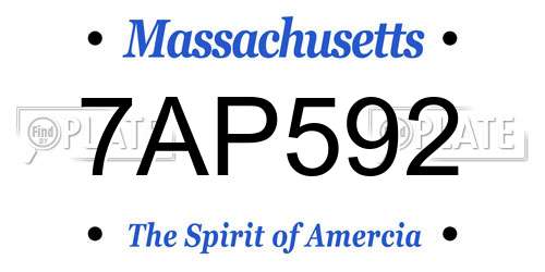 7AP592 Massachusetts License Plate