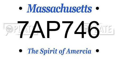 7AP746 Massachusetts License Plate