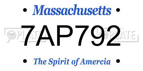 7AP792 Massachusetts License Plate