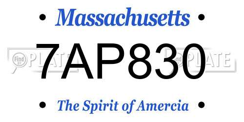 7AP830 Massachusetts License Plate
