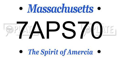 7APS70 Massachusetts License Plate