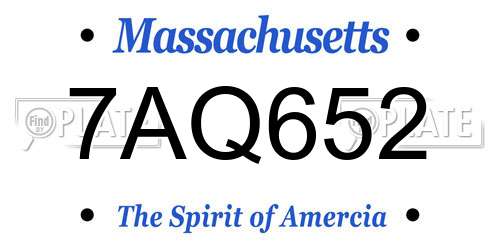 7AQ652 Massachusetts License Plate