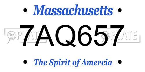 7AQ657 Massachusetts License Plate