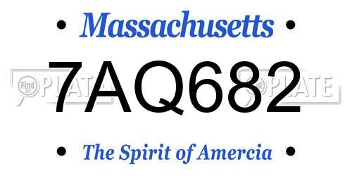 7AQ682 Massachusetts License Plate
