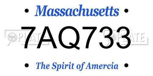 7AQ733 Massachusetts License Plate