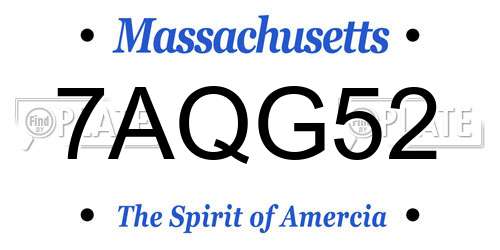 7AQG52 Massachusetts License Plate