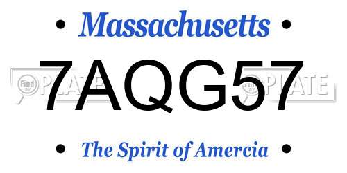 7AQG57 Massachusetts License Plate
