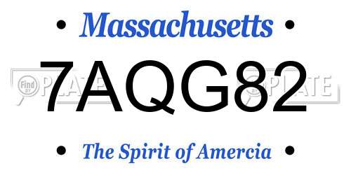 7AQG82 Massachusetts License Plate
