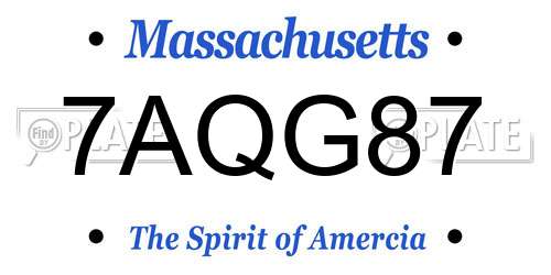 7AQG87 Massachusetts License Plate