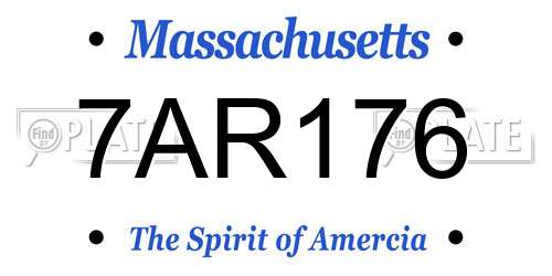 7AR176 Massachusetts License Plate