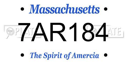 7AR184 Massachusetts License Plate