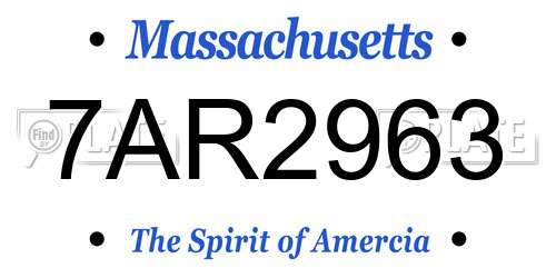 7AR2963 Massachusetts License Plate