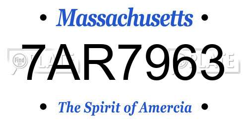 7AR7963 Massachusetts License Plate