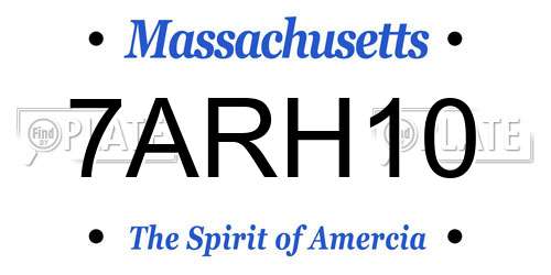 7ARH10 Massachusetts License Plate