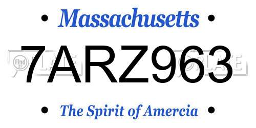 7ARZ963 Massachusetts License Plate