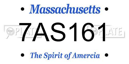 7AS161 Massachusetts License Plate