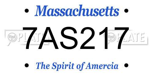 7AS217 Massachusetts License Plate