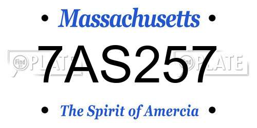 7AS257 Massachusetts License Plate