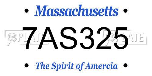 7AS325 Massachusetts License Plate