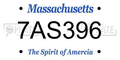 7AS396 Massachusetts License Plate