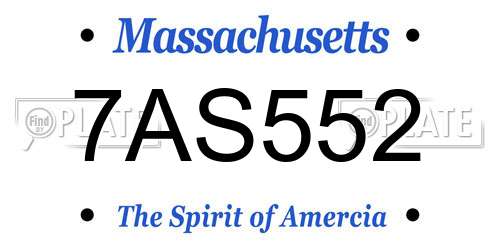 7AS552 Massachusetts License Plate