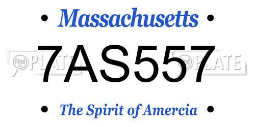 7AS557 Massachusetts License Plate