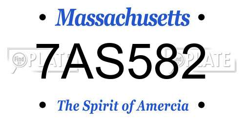 7AS582 Massachusetts License Plate