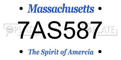 7AS587 Massachusetts License Plate