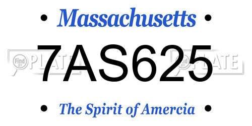 7AS625 Massachusetts License Plate