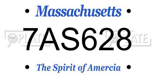 7AS628 Massachusetts License Plate