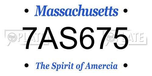 7AS675 Massachusetts License Plate