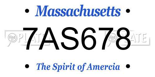 7AS678 Massachusetts License Plate