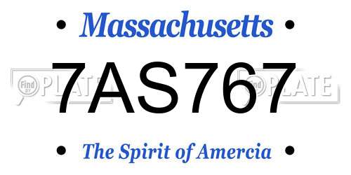7AS767 Massachusetts License Plate