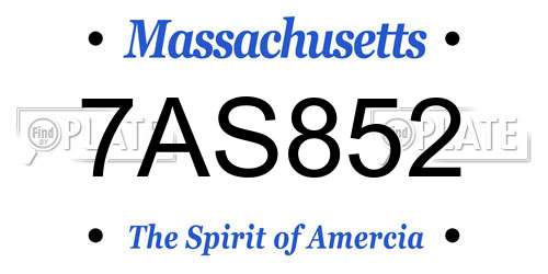 7AS852 Massachusetts License Plate