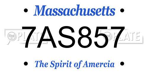 7AS857 Massachusetts License Plate