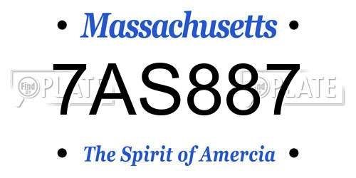 7AS887 Massachusetts License Plate