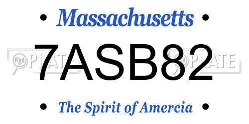 7ASB82 Massachusetts License Plate