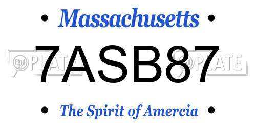 7ASB87 Massachusetts License Plate