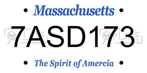7ASD173 Massachusetts License Plate