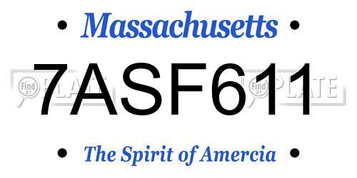 7ASF611 Massachusetts License Plate